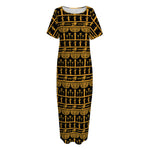 Tribal Egypt Pattern Print Short Sleeve Long Nightdress