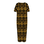 Tribal Egypt Pattern Print Short Sleeve Long Nightdress
