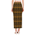 Tribal Egypt Pattern Print Side Slit Maxi Skirt