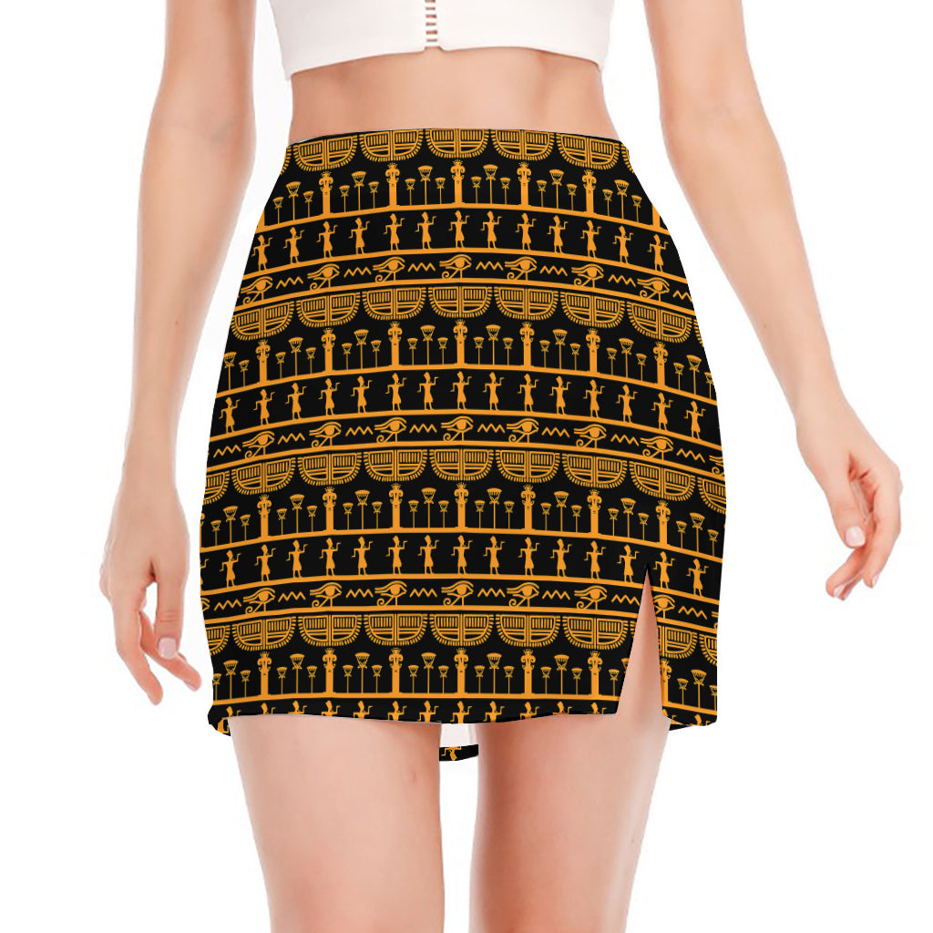 Tribal Egypt Pattern Print Side Slit Mini Skirt