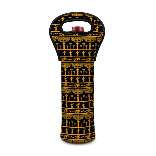 Tribal Egypt Pattern Print Single Neoprene Wine Tote