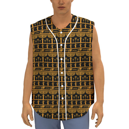 Tribal Egypt Pattern Print Sleeveless Baseball Jersey