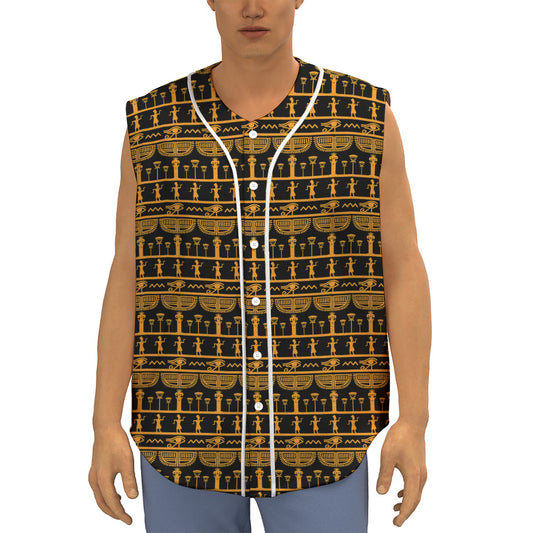 Tribal Egypt Pattern Print Sleeveless Baseball Jersey