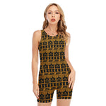 Tribal Egypt Pattern Print Sleeveless One Piece Swimsuit