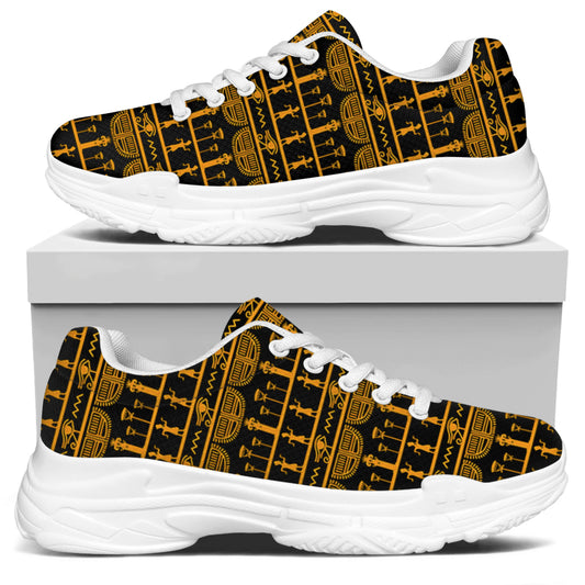 Tribal Egypt Pattern Print White Chunky Shoes