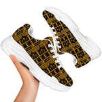 Tribal Egypt Pattern Print White Chunky Shoes