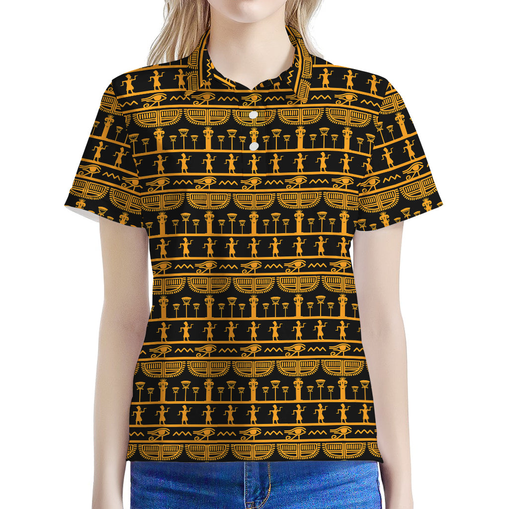Tribal Egypt Pattern Print Women's Polo Shirt