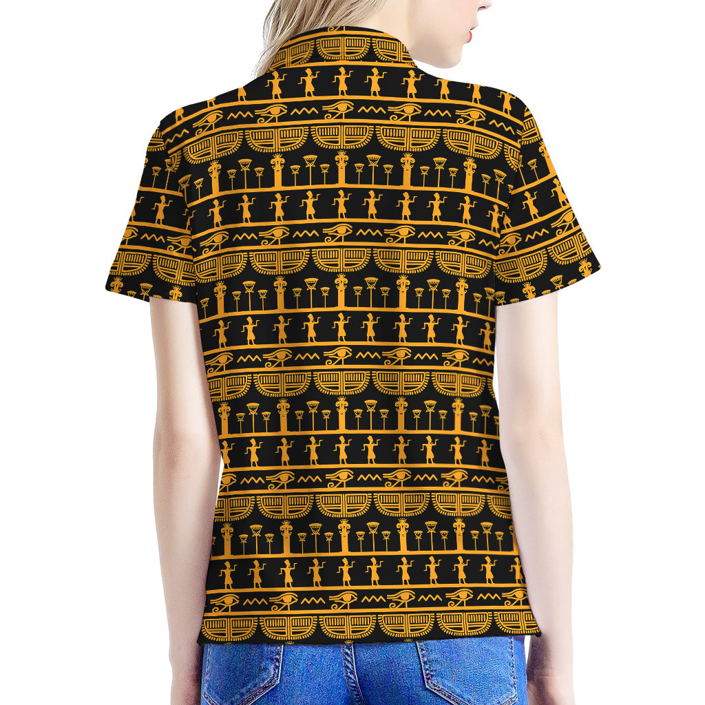 Tribal Egypt Pattern Print Women's Polo Shirt