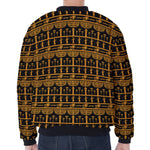 Tribal Egypt Pattern Print Zip Sleeve Bomber Jacket