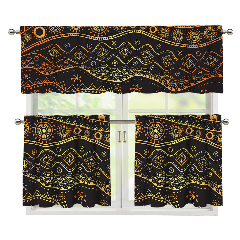 Tribal Ethnic African Pattern Print 3 Piece Kitchen Curtains
