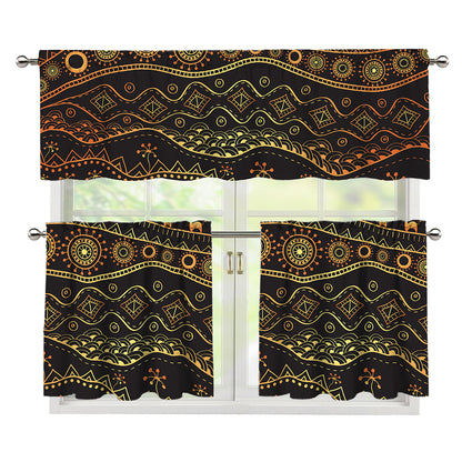 Tribal Ethnic African Pattern Print 3 Piece Kitchen Curtains