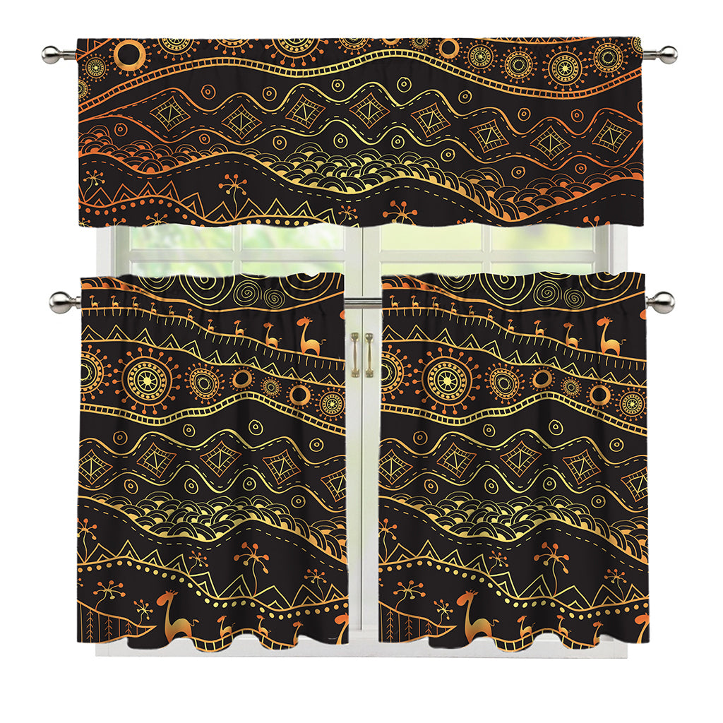 Tribal Ethnic African Pattern Print 3 Piece Kitchen Curtains