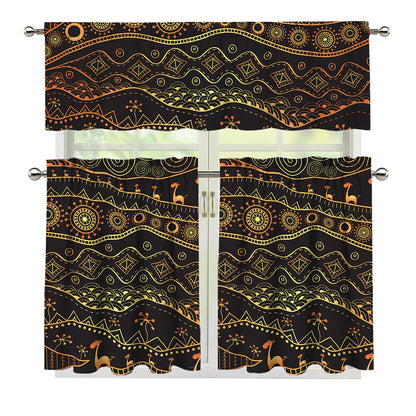 Tribal Ethnic African Pattern Print 3 Piece Kitchen Curtains