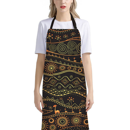 Tribal Ethnic African Pattern Print Bib Apron With Pocket
