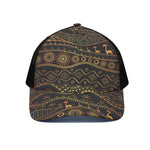 Tribal Ethnic African Pattern Print Black Mesh Trucker Cap