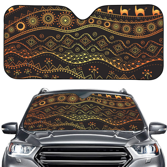 Tribal Ethnic African Pattern Print Car Windshield Sun Shade