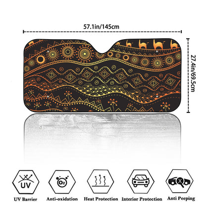 Tribal Ethnic African Pattern Print Car Windshield Sun Shade
