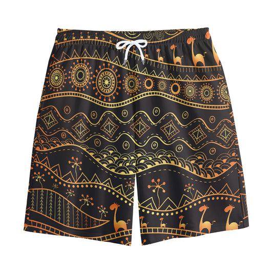Tribal Ethnic African Pattern Print Cotton Shorts