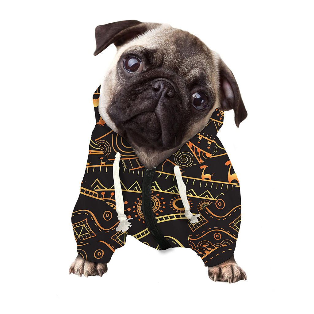 Tribal Ethnic African Pattern Print Dog Zip Up Hoodie