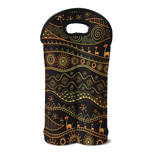 Tribal Ethnic African Pattern Print Double Neoprene Wine Tote