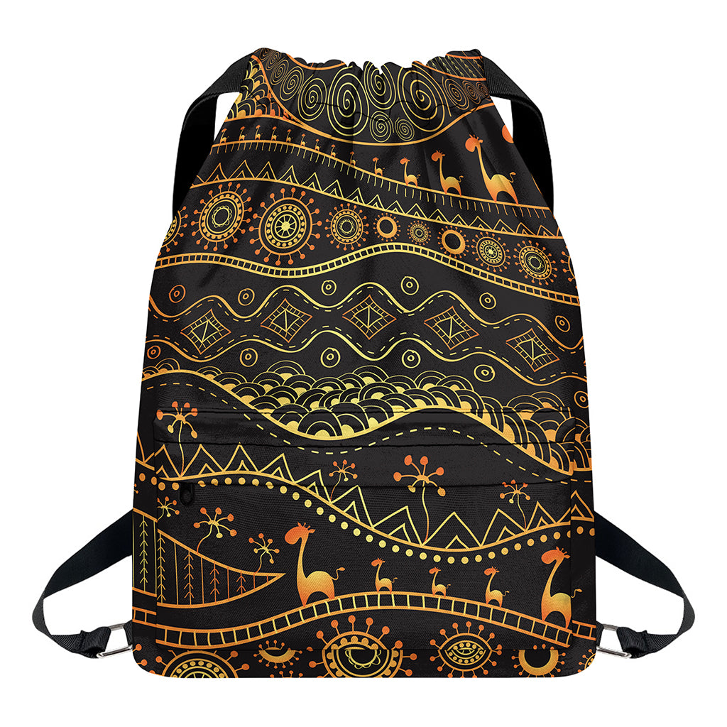 Tribal Ethnic African Pattern Print Drawstring Backpack