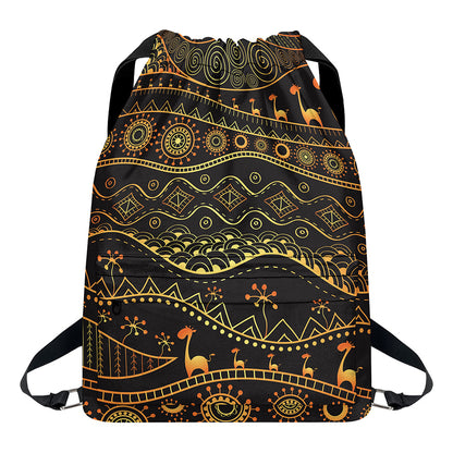 Tribal Ethnic African Pattern Print Drawstring Backpack