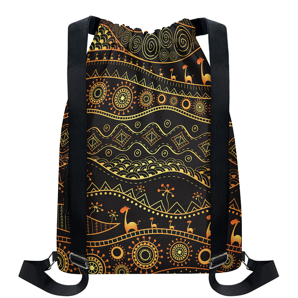 Tribal Ethnic African Pattern Print Drawstring Backpack