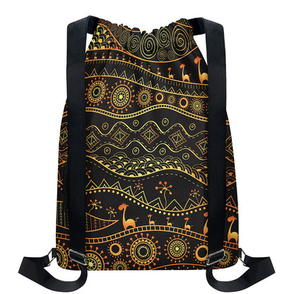 Tribal Ethnic African Pattern Print Drawstring Backpack