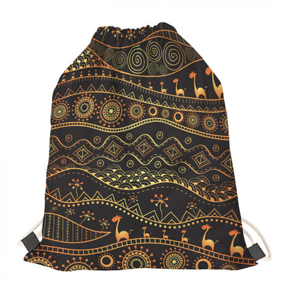 Tribal Ethnic African Pattern Print Drawstring Bag