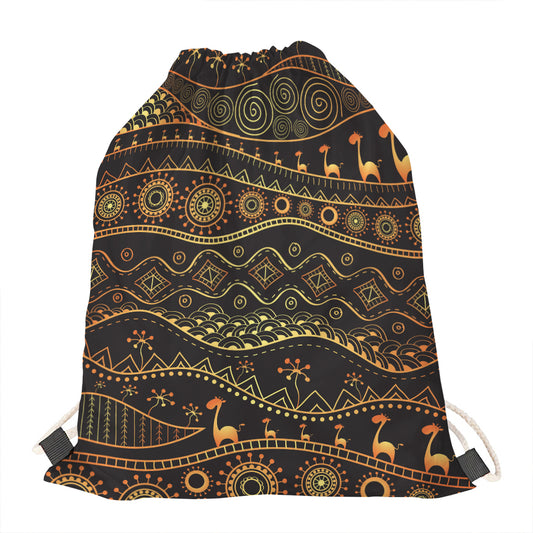 Tribal Ethnic African Pattern Print Drawstring Bag