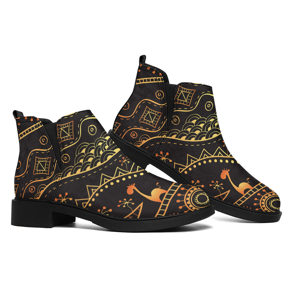 Tribal Ethnic African Pattern Print Flat Ankle Boots