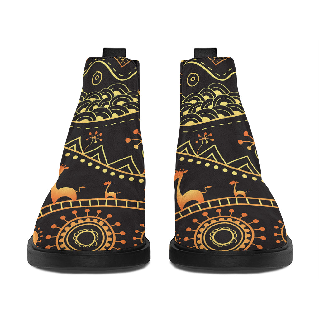 Tribal Ethnic African Pattern Print Flat Ankle Boots