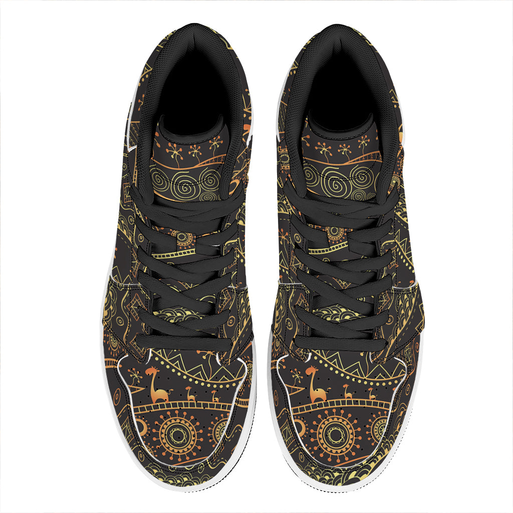 Tribal Ethnic African Pattern Print High Top Leather Sneakers