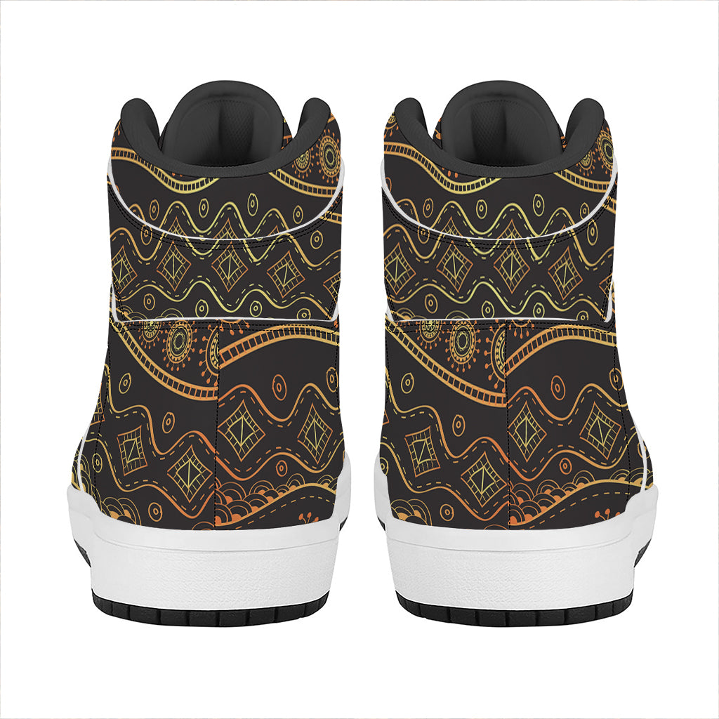 Tribal Ethnic African Pattern Print High Top Leather Sneakers