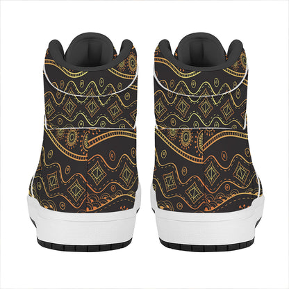 Tribal Ethnic African Pattern Print High Top Leather Sneakers
