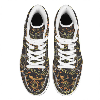 Tribal Ethnic African Pattern Print High Top Leather Sneakers