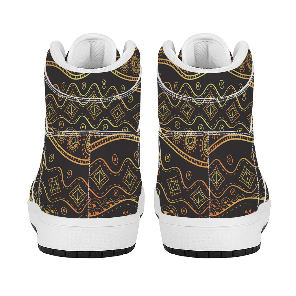 Tribal Ethnic African Pattern Print High Top Leather Sneakers