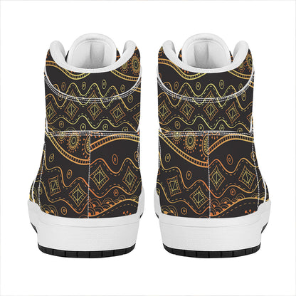 Tribal Ethnic African Pattern Print High Top Leather Sneakers