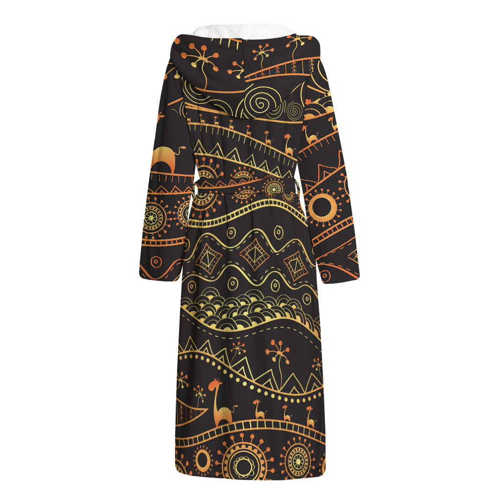 Tribal Ethnic African Pattern Print Hooded Bathrobe