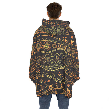 Tribal Ethnic African Pattern Print Hoodie Blanket