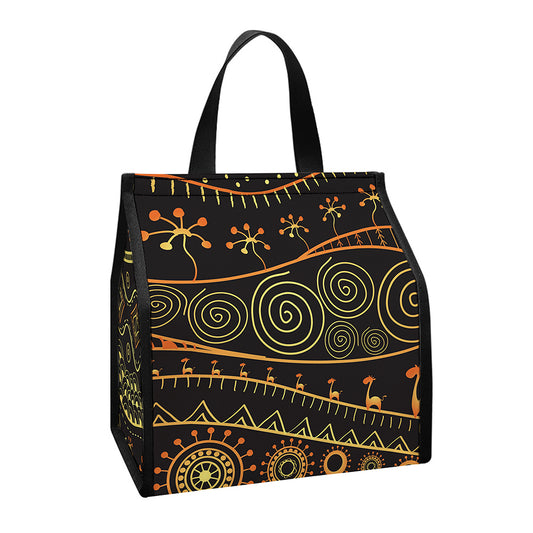Tribal Ethnic African Pattern Print Insulated Lunch Tote