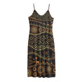 Tribal Ethnic African Pattern Print Jersey Midi Cami Dress