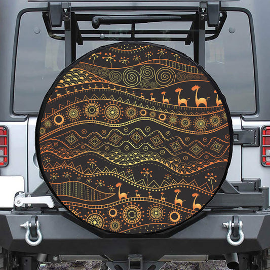 Tribal Ethnic African Pattern Print Leather Spare Tire Cover