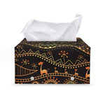 Tribal Ethnic African Pattern Print Leather Tissue Box Cover
