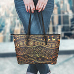 Tribal Ethnic African Pattern Print Leather Tote Bag