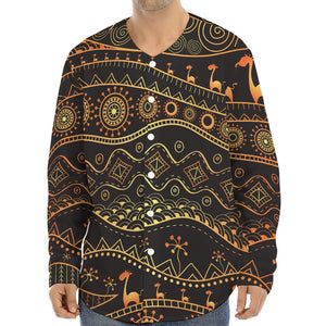 Tribal Ethnic African Pattern Print Long Sleeve Baseball Jersey