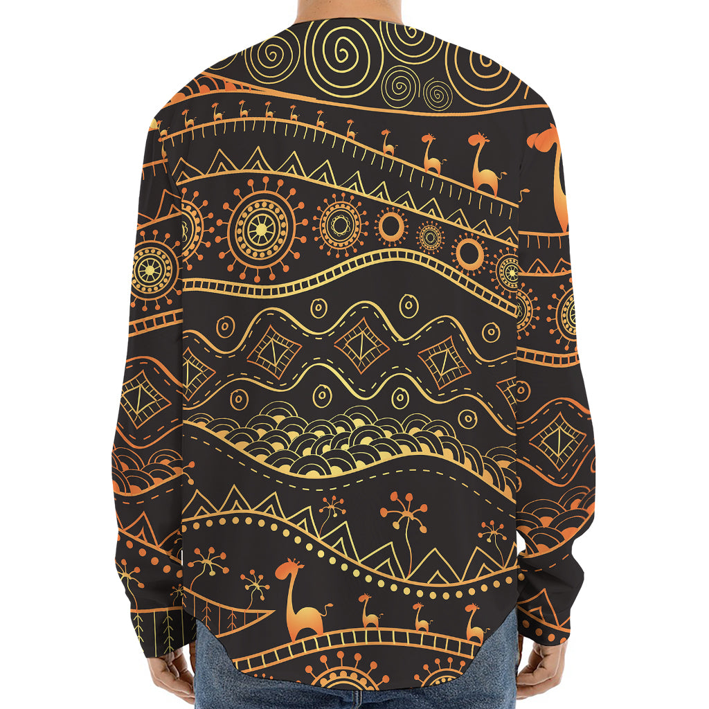 Tribal Ethnic African Pattern Print Long Sleeve Baseball Jersey