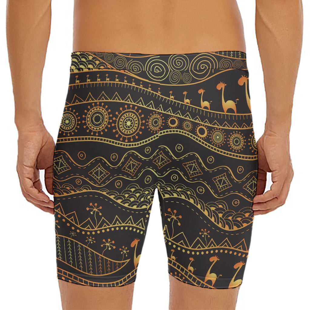 Tribal Ethnic African Pattern Print Men's Long Boxer Briefs