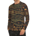 Tribal Ethnic African Pattern Print Men's Long Sleeve Rash Guard