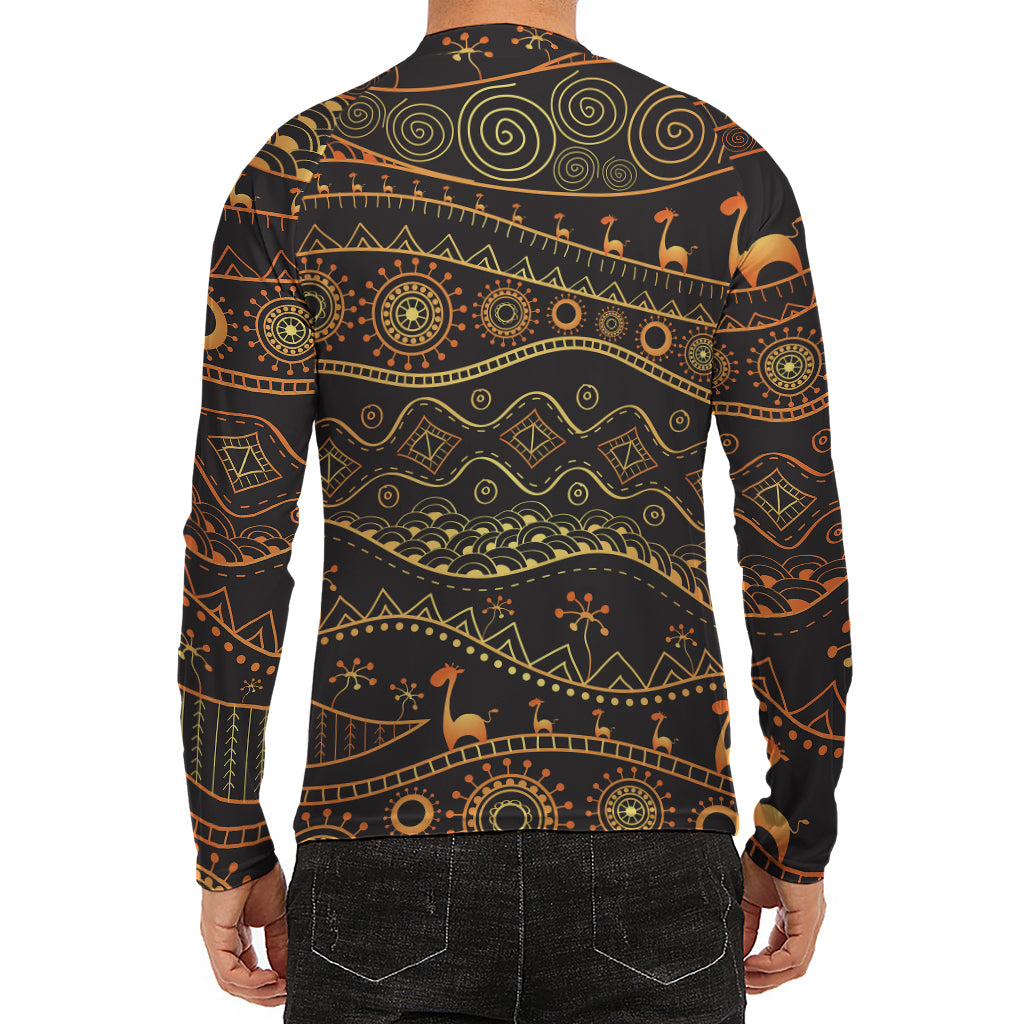 Tribal Ethnic African Pattern Print Men's Long Sleeve Rash Guard